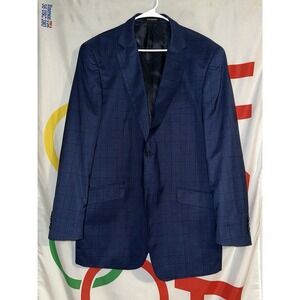 Statement Purle Lam Wool Sport Coat Jacket Blazer Blue Plaid Italy Handmade 42L